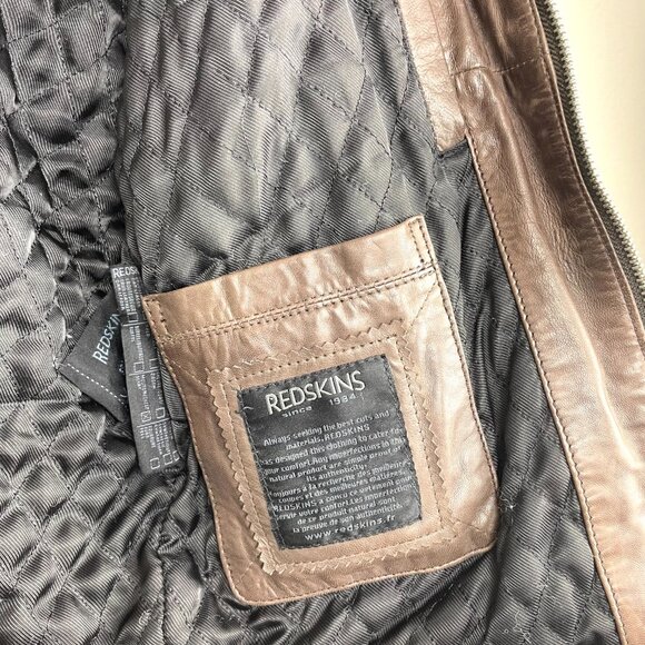 Redskins Casual Motorcycle Biker Genuine Leather Brown Jacket (Unisex) Size M - Picture 9 of 15